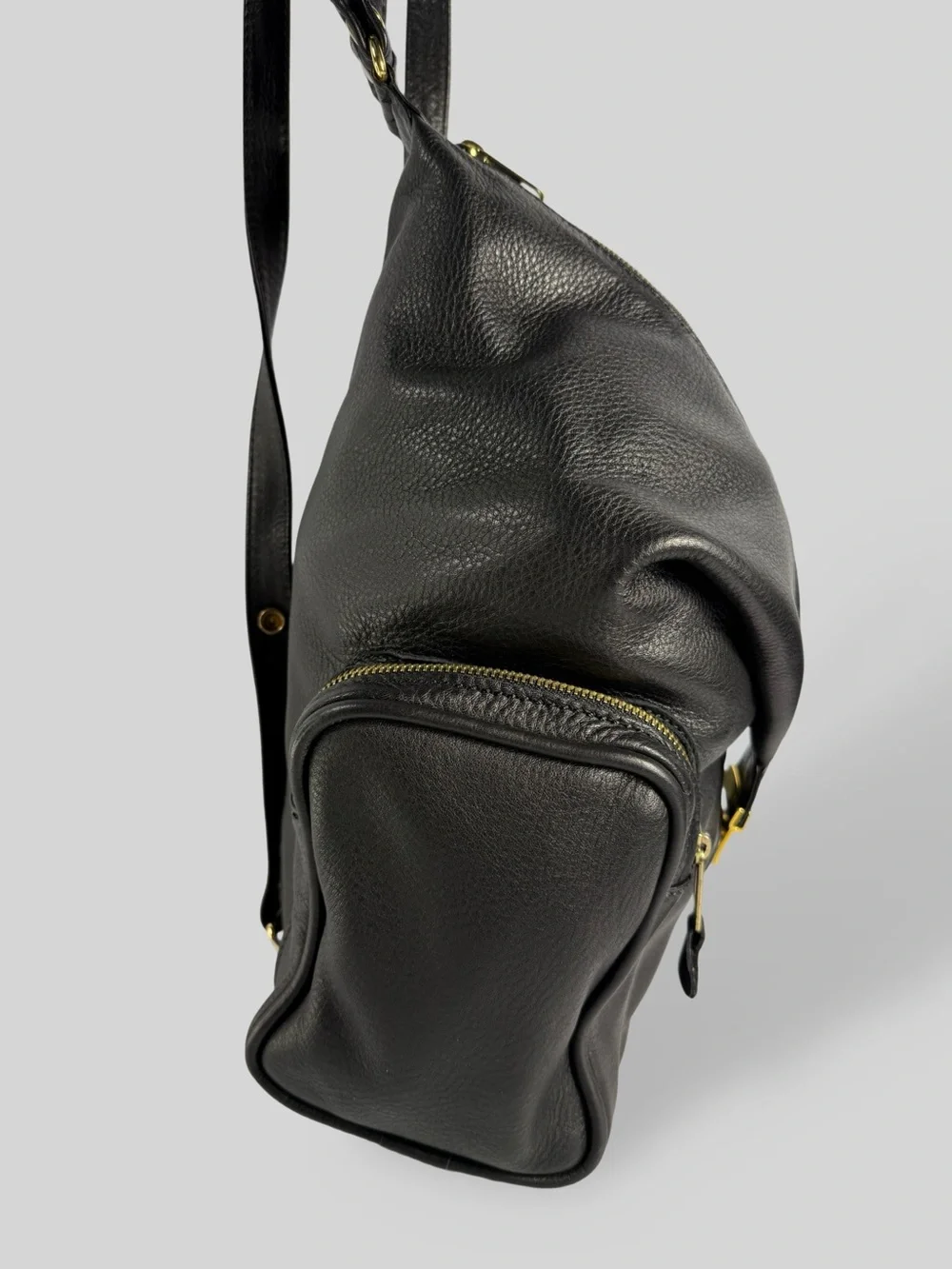 Botticelli Black Leather Backpack with Gold Hardware